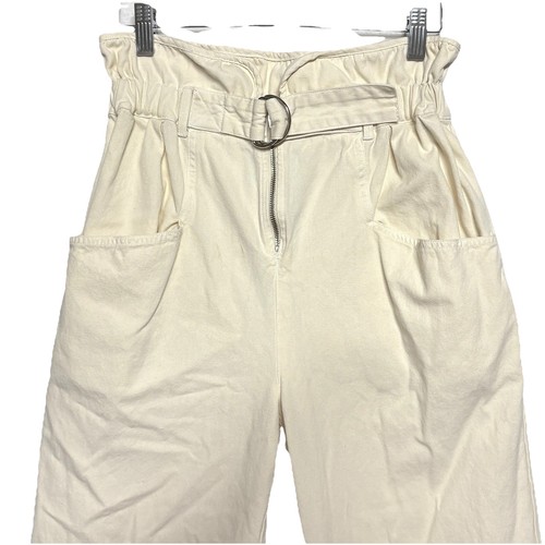 Sea New York High Rise Paperbag Pants Suri Belted Barrel Jeans SZ 2 Cream Cotton - Picture 8 of 17