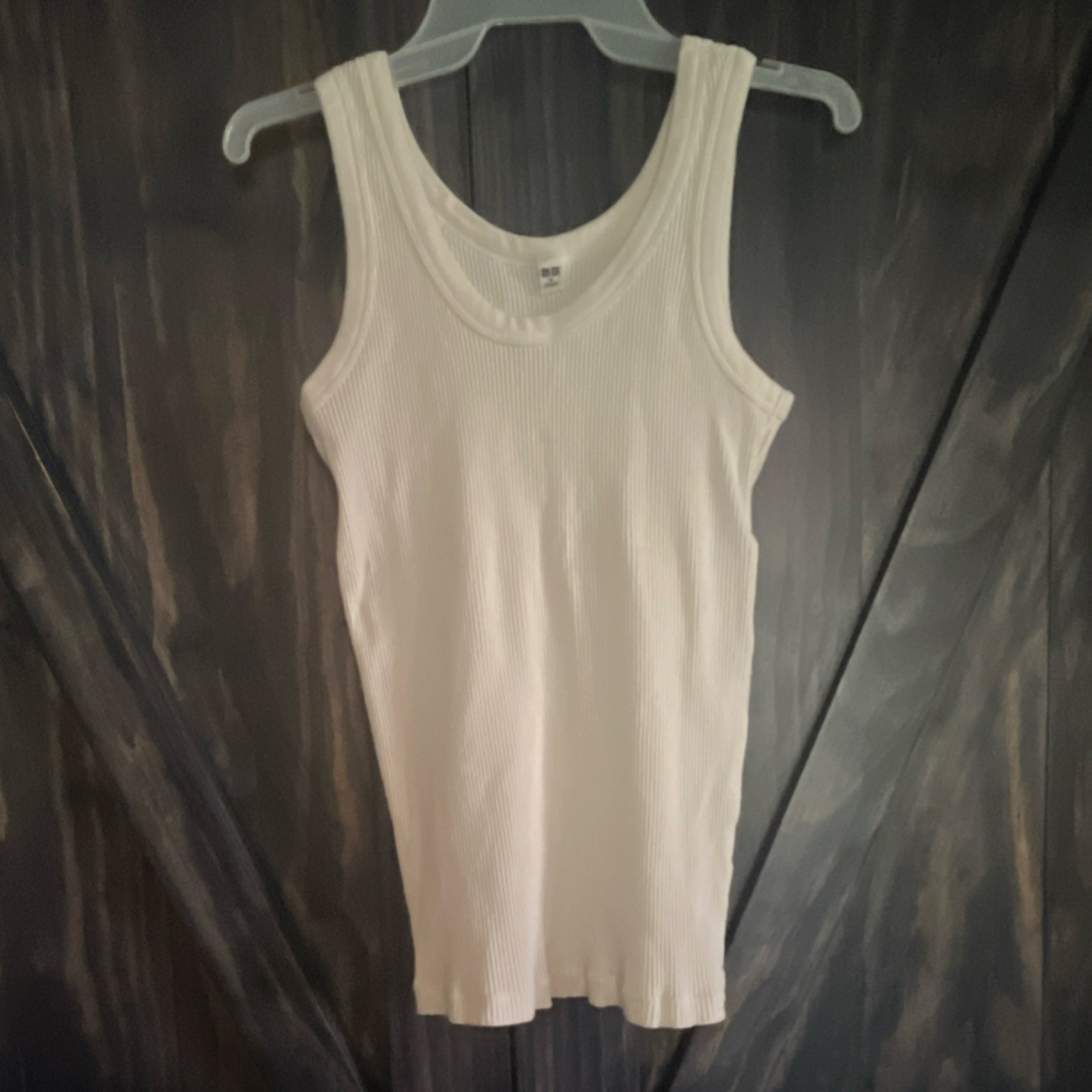 Ribbed White Scoop Neck Sleeveless Tank Top Women's Size M