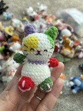 Kitty Cat Fish Handmade Crochet Keychain Bag Charm Cute Holiday Gift Acessary