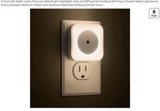 6-Pack LED Night Lights Plug into Wall,Bright Nightlight Auto-On/Off and Dimmabl
