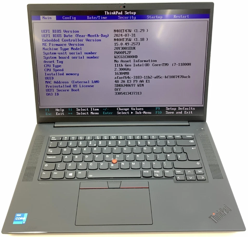 Lenovo ThinkPad P1 · i7-11800H · 16GB · 512GB, photo 1 of 5