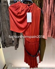 ZARA NEW WOMAN ASYMMETRIC BELTED SHORT DRESS DARK RUSSET XS-XL 2693/645/749