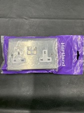 Hamilton 74SS2SS-W Hartland Acciaio Satinato 13A 2 Poli Doppia Presa Inserto Bianco