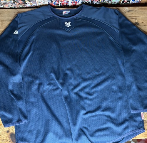 New York Yankees Sweatshirt Men XL Blue Majestic Therma Base Warm Up Dugout Y2K