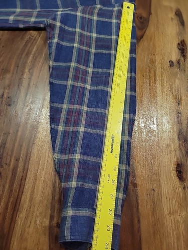 JJ FARMER Linen Long Sleeve plaid shirt Large - Picture 8 of 9