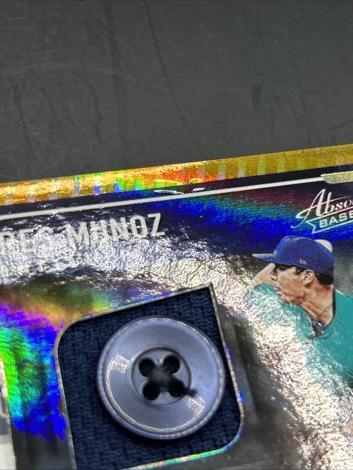 2022 Panini Absolute Andres Munoz Gold Auto Autograph /10 Jersey Button READ A37 - Image 4 of 4