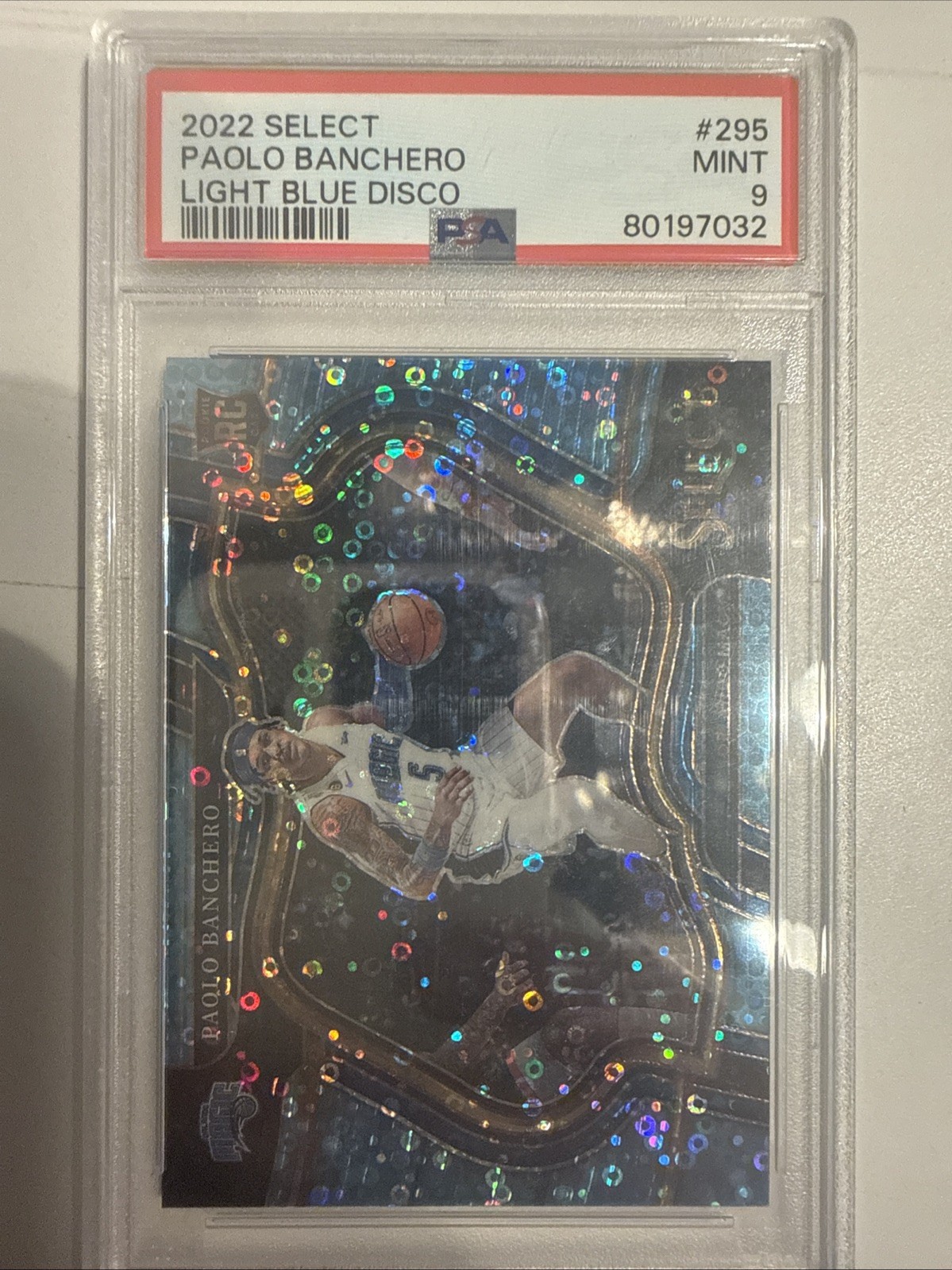 2022-23 Panini Select Light Blue Disco Courtside Paolo Banchero /99 #295 PSA9 RC