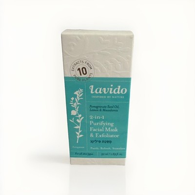 LAVIDO 2in1 Purifying Facial Mask & Exfoliator 1.69oz/50mL Full Size, NEW in Box