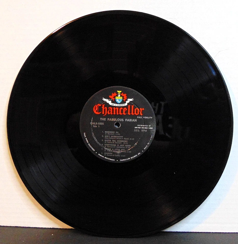 Fabian-The Fabulous Fabian 1959 Chancellor CHLX-5005 Rock N Roll Vinyl LP POSTER - Imagem 4 de 4
