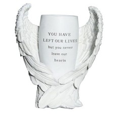 Grave Decorations for Cemetery, Resin Angel Wings Cemetery Grave Flower 1 White
