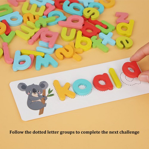 Letra del alfabeto coincidencia de palabras hechizo educación aprendizaje juego preescolar juguete Montessori - Imagen 3 de 12
