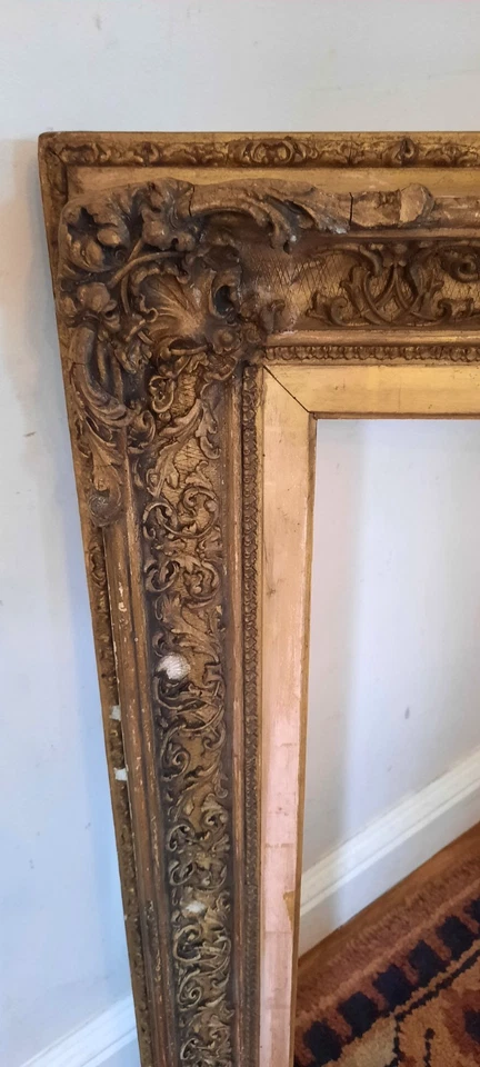 Antique Baroque Style 19th Century Large Ornate Giltwood  Picture Frame - Image 4 of 4