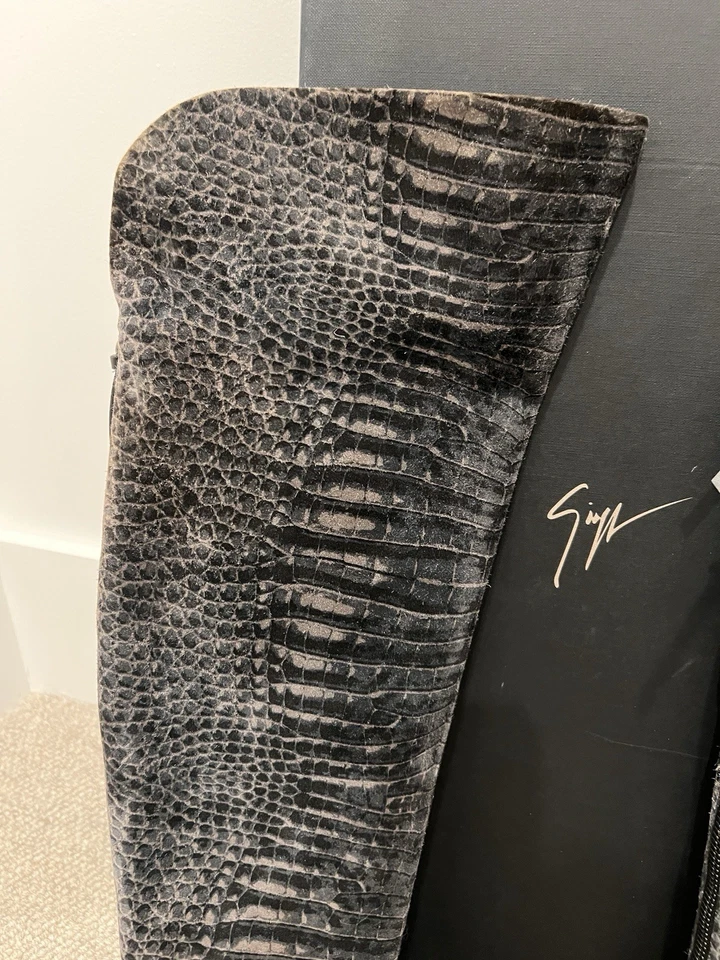 GIUSEPPE ZANOTTI Suede Croc Print Ballet Flat Pull On Boot Boots 38.5 / 8.5 Zip - Image 3 of 4