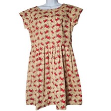 Run & Fly Women's Yellow Crab Print Cap Sleeve Dress Size Medium