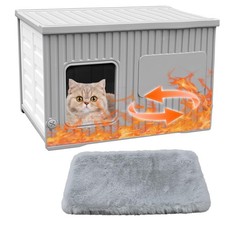 Plastic Cat House Outdoor  Indoor, Feral Cat Houses with Mat, Waterproof Out...