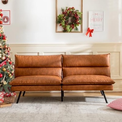 VYFIPT Futon Sofa Bed Couch 3” Memory Foam Faux Leather SF-BC534