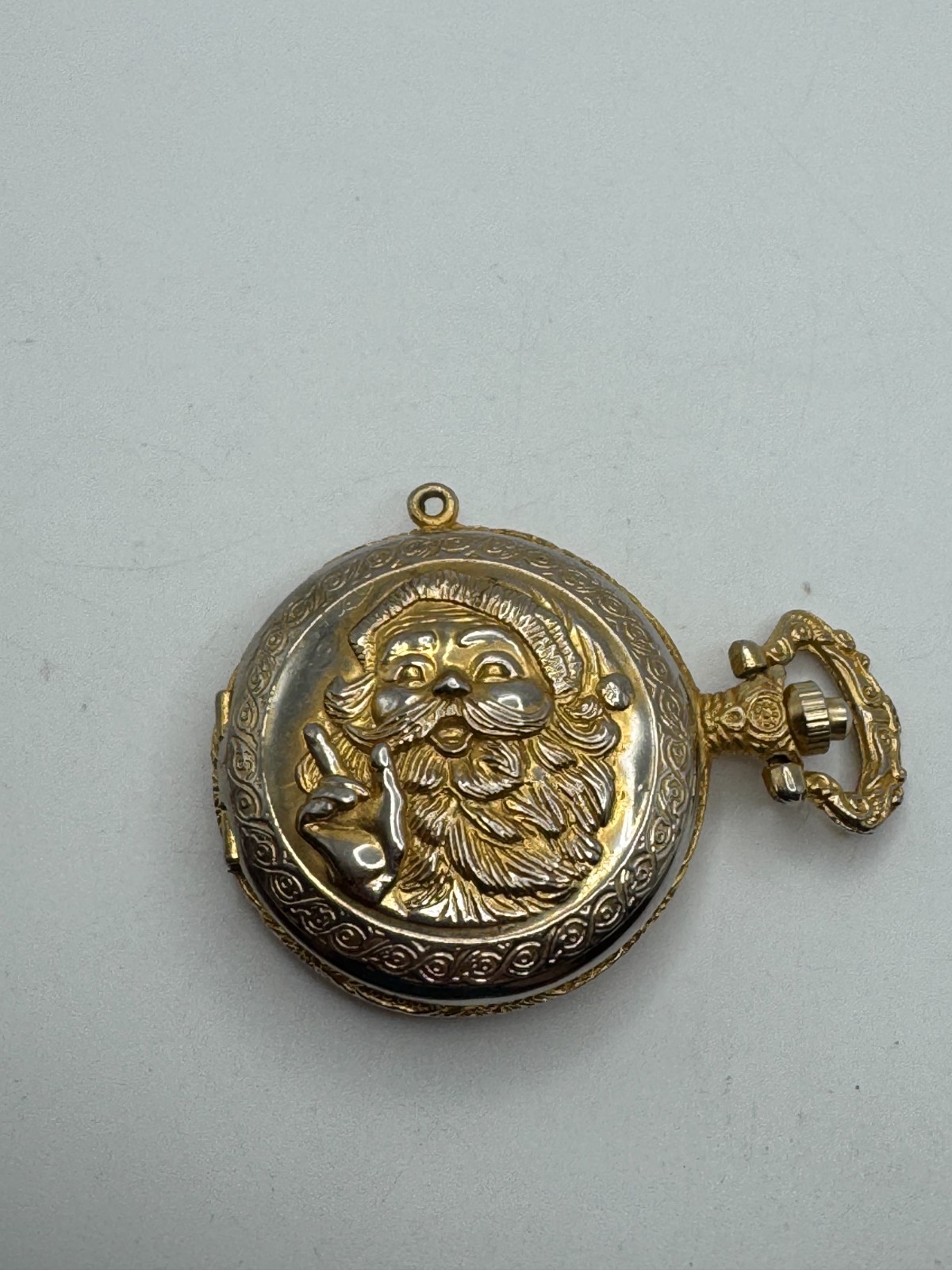 Vintage Department 56 Christmas time Santa Claus Quartz Pocket Watch New Battery
