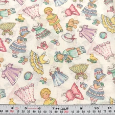 VTG 1998 Patty's Paper Dolls Daisy Kingdom Cotton Fabric 9" x 22" + 8.75" x 22"