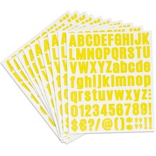Vinyl Alphabet Stickers - 10 Sheets, 1 Inch Self-Adhesive, Yellow Letter Deca...