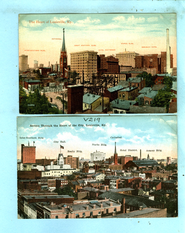 2 vintage, Louisville, KY, "The Heart of Louisville & Section Through the Heart
