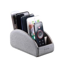 TV Remote Control Holder with 5 Compartments,Pu Leather Remote Caddy/Tray Grey