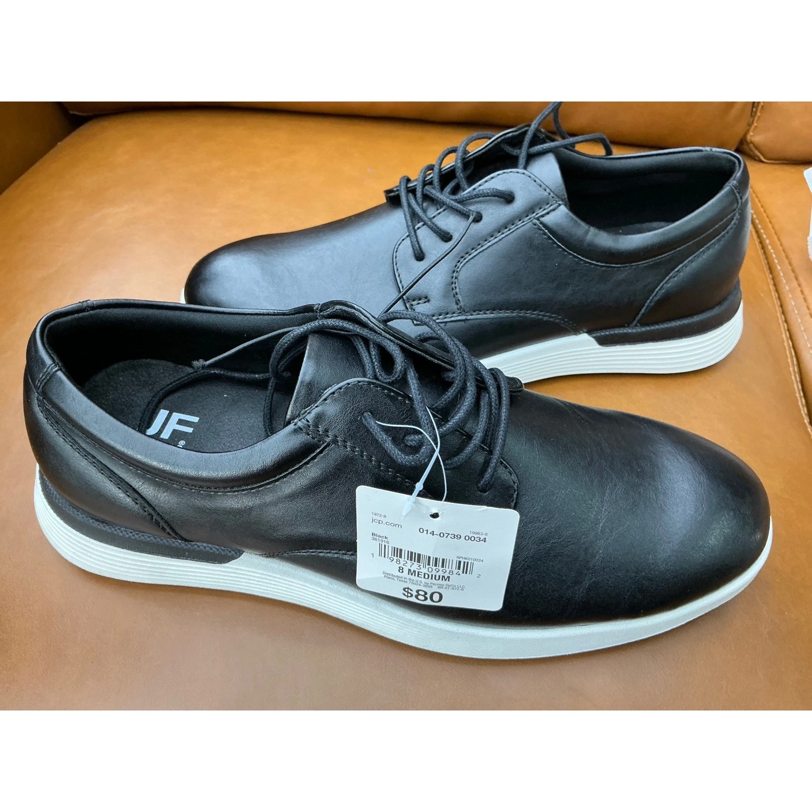 J. Ferrar Redbank Oxford Sneakers Mens Size 8 Black New Memory Foam Dress Shoes