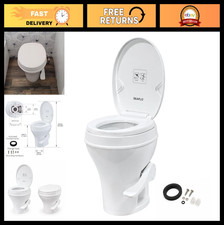 Residential Height RV Toilet 18.4" - Gravity Flush, Soft Close Seat, Camper Bath