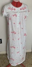 ARIA Sz M Floral Print Women's Long Nightgown Short Sleeves Cottagecore