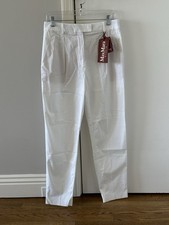 NWT MaxMara Studio White Pleated Front Trousers Size 12