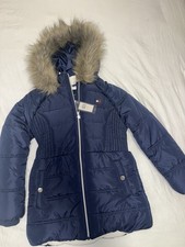 Tommy Hilfiger Girls Fleece Lined Puffer Jacket Fur Hood Size M 10/12