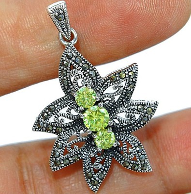 Peridot 925 Sterling Silber Anhänger Schmuck QB3-8