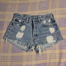 Vintage 1998 Levis 501 Cut-Off Denim Shorts USA Made Size 28 Faded 80s 90s