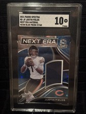 2021 Spectra Justin Fields Next Era Neon Blue Prizm #NE-JF RC SGC 10 GM * /60