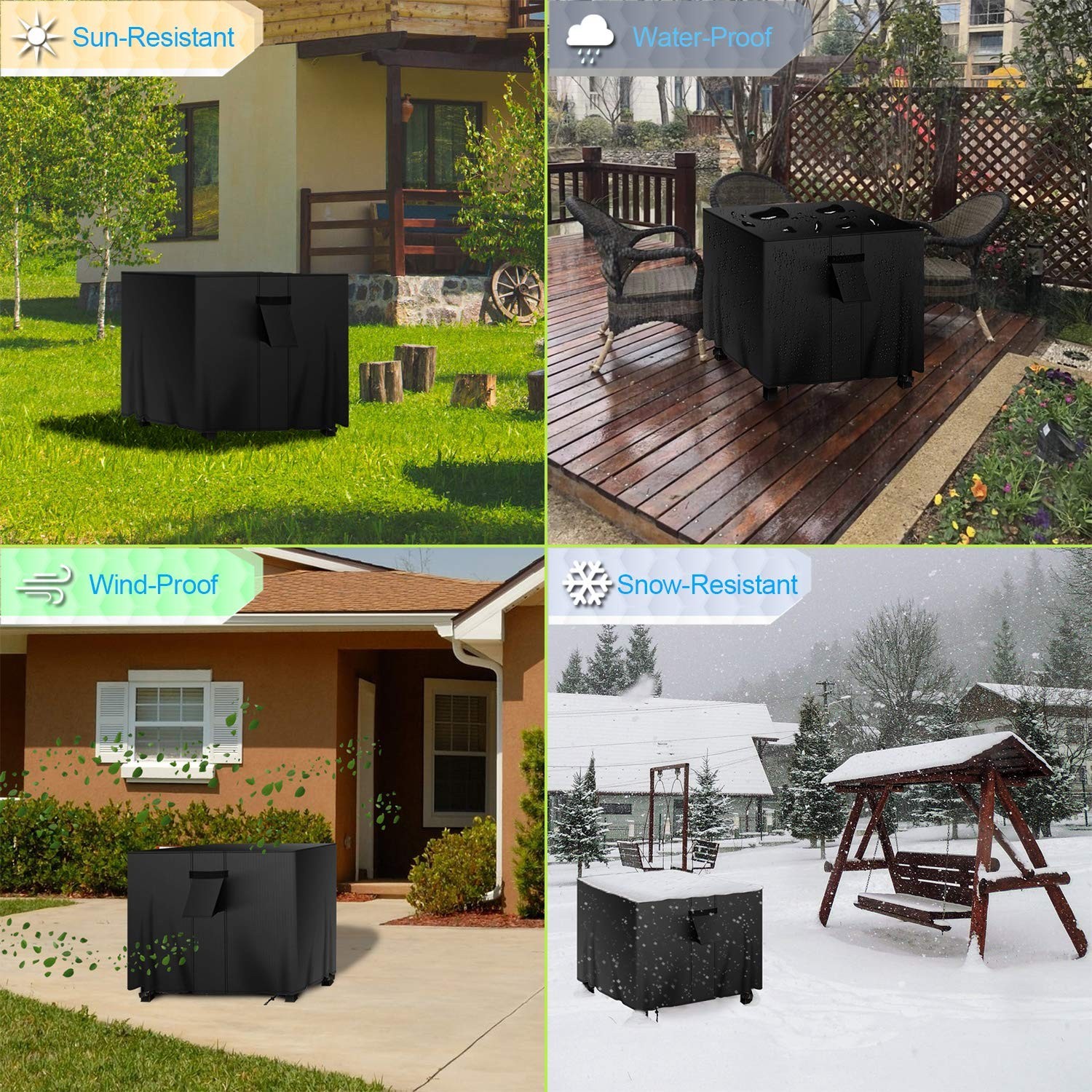 Gas Fire Pit Cover Square 40x40x25 inch Fire Pit Table Protective Cover for O...