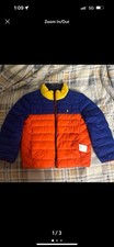 Polo Ralph Lauren Boys Blue Orange Yellow Down Puffer Jacket Size 6 Full Zip