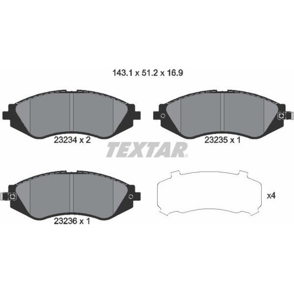 Textar 2323401 Bremsbelagsatz FüR Chevrolet Daewoo Nubira Rezzo Leganza Lanos-image