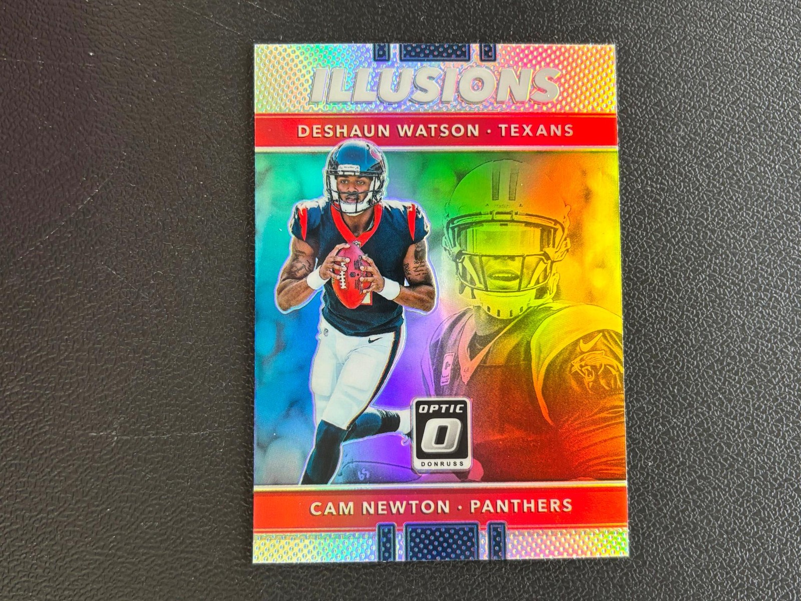 Deshaun Watson / Cam Newton 2017 Optic Illusions HOLO Prizm RC Texans E64