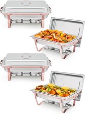 Chafing Dishes Set of 4 8QT Rose Gold Stainless Steel Foldable Buffet Warmers