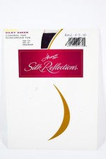 Hanes Silk Reflections Silky Sheer Control Top BARELY BLACK Pantyhose 718 sz CD
