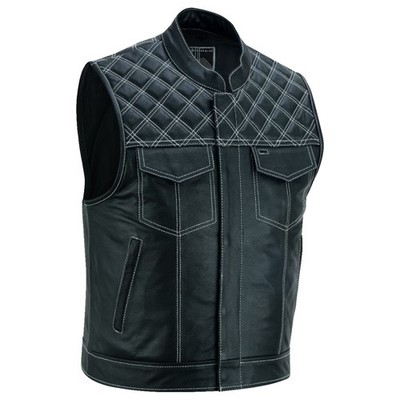 Herren Lederweste Chopper Weste Kutte Biker Rocker Motorrad Clubweste Motorrad