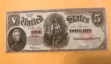 1907. $5 Woodchopper US note -legal tender Fr-91 , very fine