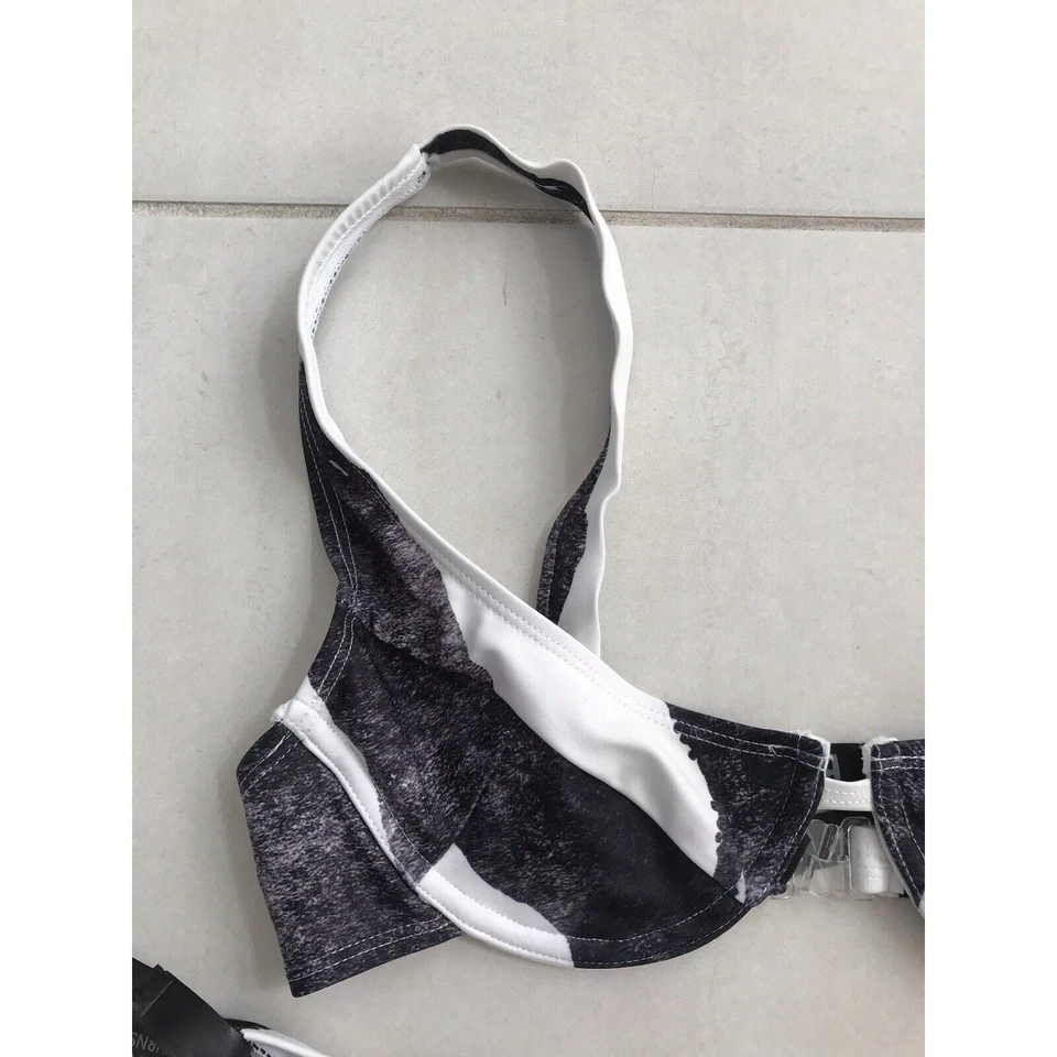 Traje de baño Boohoo Swim para mujer talla 4/6 bikini a rayas con aros cintura alta nuevo sin etiquetas Foto 2 de 4