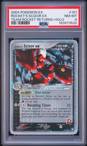 2004 Pokemon Ex Team Rocket Returns #101 Rocket's Scizor Ex Holo PSA 8