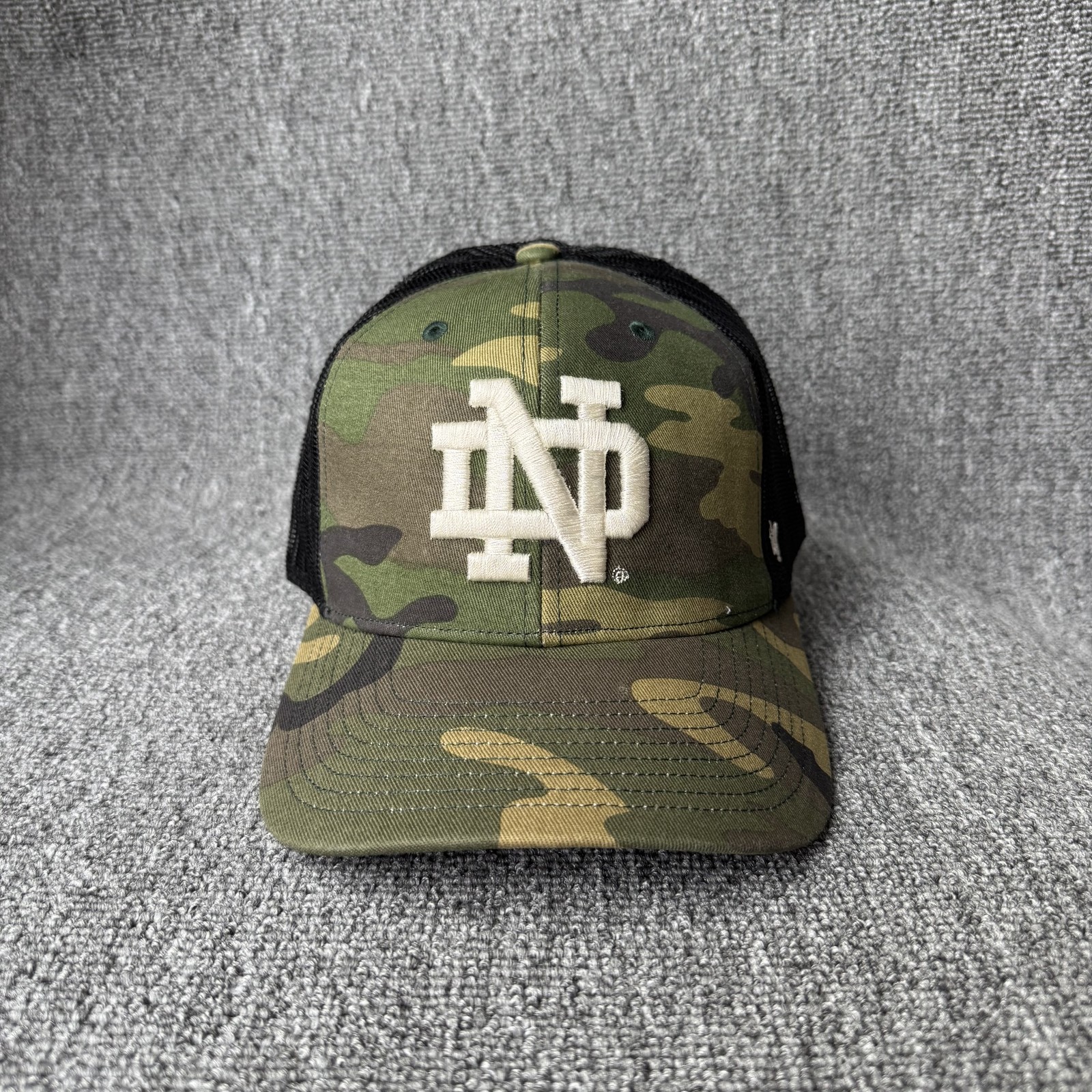 47 Notre Dame Trucker Snapback Camo Black OSFA Mesh Back Hat