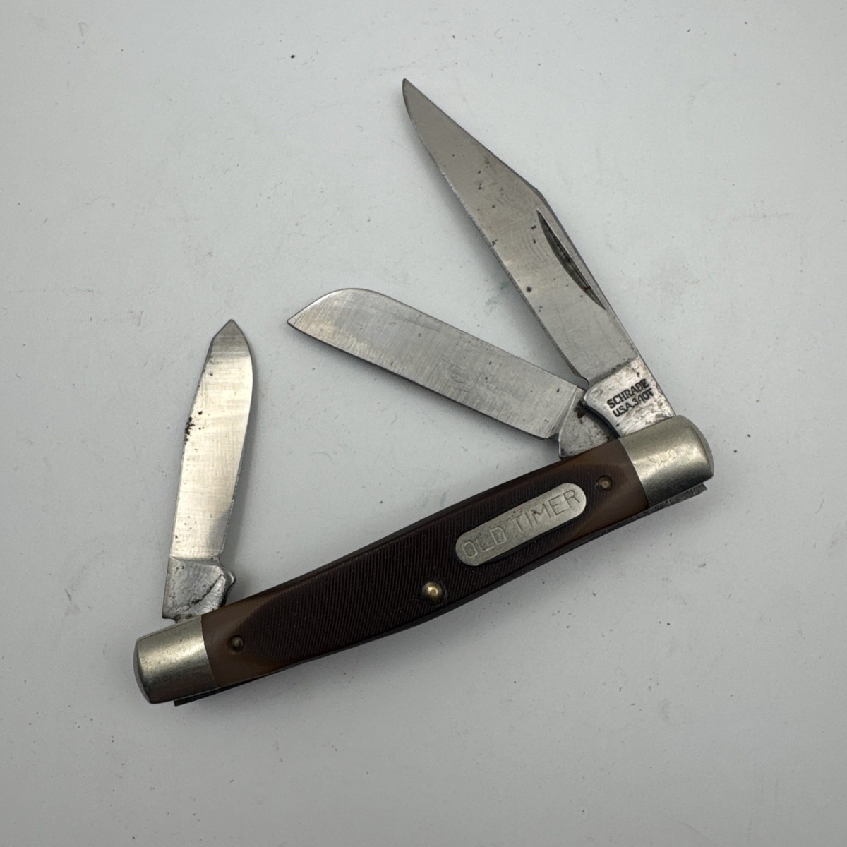 Vintage Schrade USA 340T Old Timer 3 Blade Folding Pocket Knife