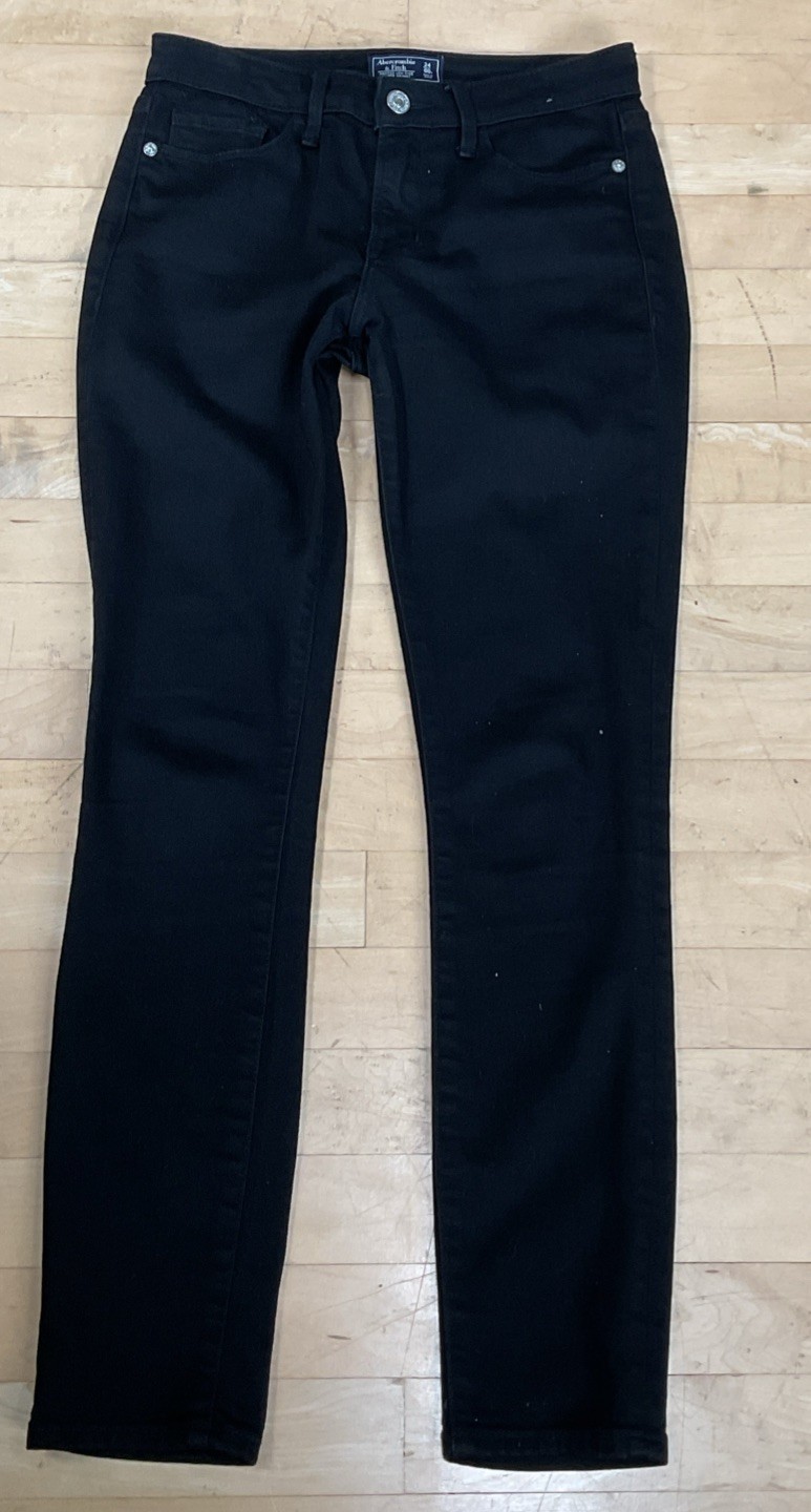 Abercrombie & Fitch Women's Size 24x27 Black Harper Super Skinny Low Rise Jeans