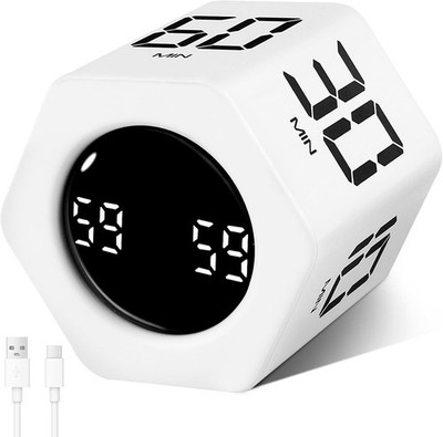 Cuteefun Timer Würfel, Hexagon Drehbarer Pomodoro Timer Cube, Weiß | 1