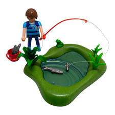 sympa pécheur étang  Playmobil ( pèche , poisson , bateau ) 3035