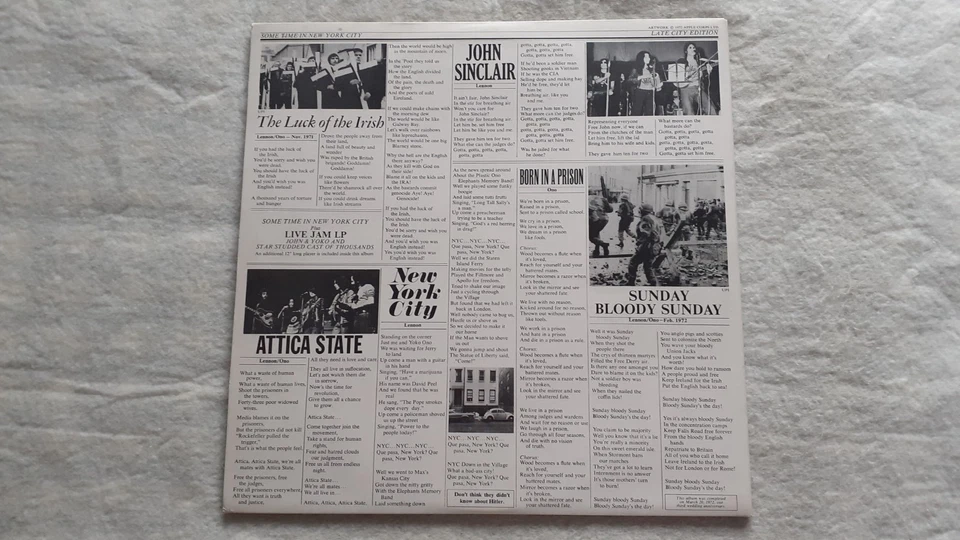 JOHN LENNON & YOKO    "SOME TIME IN NEW YORK CITY"     DOUBLE VINYL LP RECORDS - Image 2 of 4