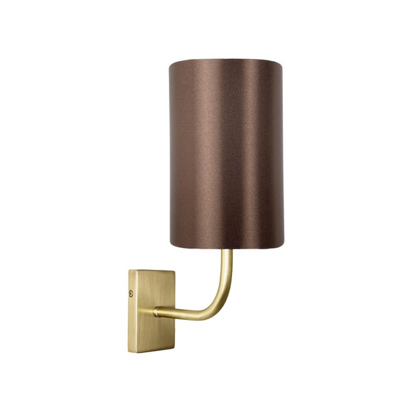 Wandleuchte Wandlampe Innen H: 32,5 Cm Messing Stoff In Bronze Braun E27-image